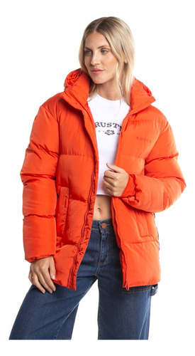 Campera De Abrigo Rusty Out Of Time Puffer Naranja Mujer