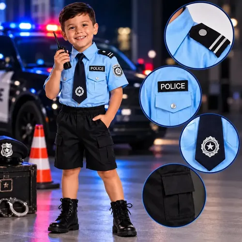 Fantasia Policial Infantil Menino Halloween Luxo Premium