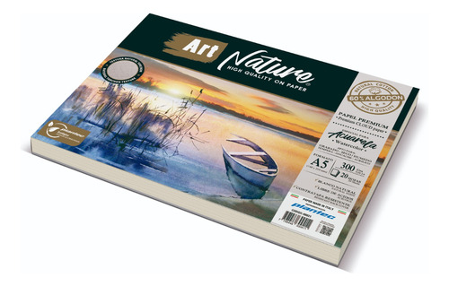 Block A5 Papel Artistico Plantec 60% Algodon Acuarela Nube Blanco Liso
