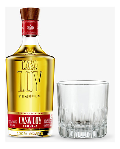 Tequila Casa Loy Reposado 750 Ml Con Vaso Tipo Lowball