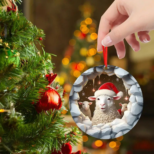 . Adorno Navideño Con Forma De Vaca, Acrílico, Plano,