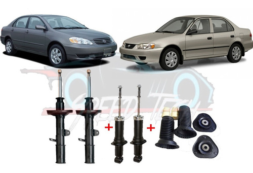 Amortecedor Diant + Tras + Kit Batente Toyota Corolla 02...