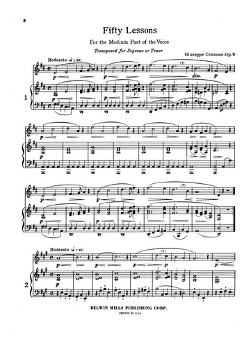 G. Concone: Fifty Lessons, Opus 9 For High Voice.