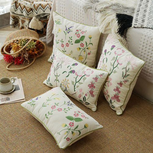 Funda De Cojín De Algodón Con Bordado Decorativo Euro Sham,