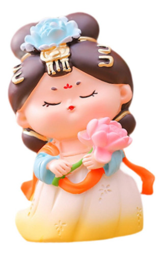 Figura De Niña China Tang, Muñeca De Colección Con Loto