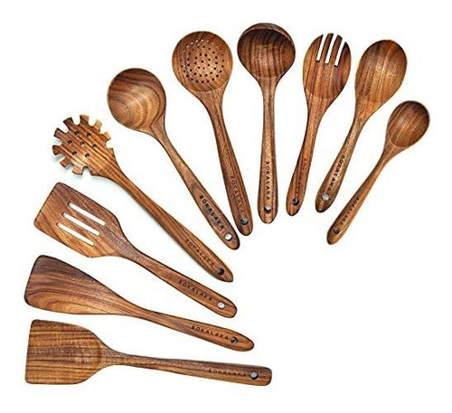 Bokalaka Cucharas De Madera Para Cocinar, 10 Piezas 