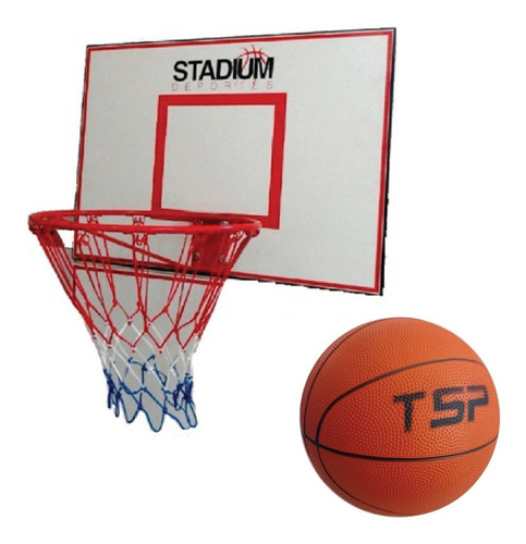 Tablero Y Aro De Basquet De Madera + Pelota Basket N 5 Tsp