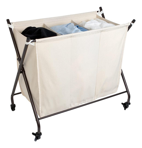 Smart Design Premium 3 Compartimentos Rolling Canvas Laundry