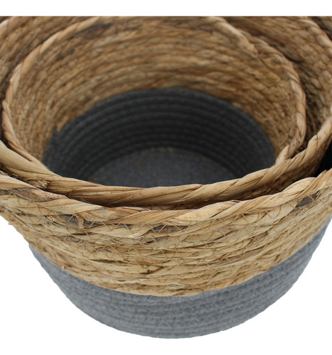 Set Cesto De Fibra Bohemio Organizador Guardar X3 Unidades