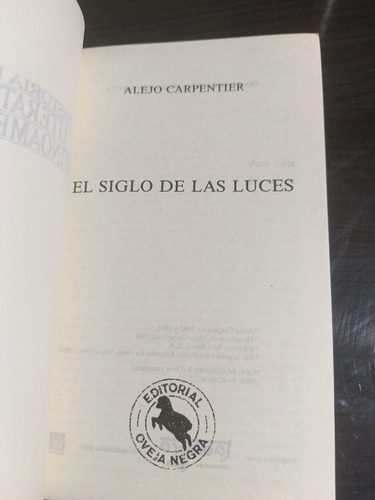 El Siglo De Las Luces Alejo Carpentier Editorial Oveja Negra (Usado)