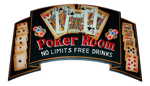 Quadro Poker Room 70 X 45 Cm Alto Relevo Madeira Bilharmais