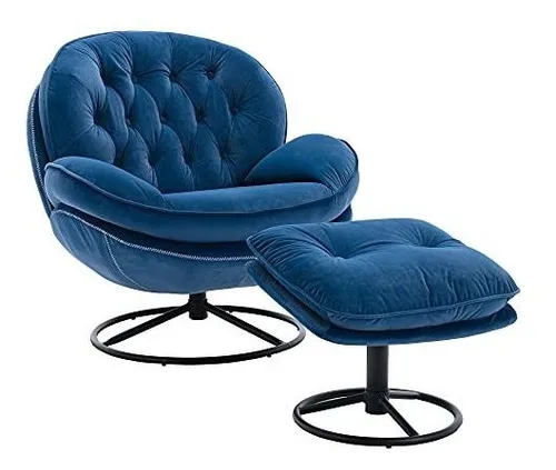 Mueble - Sillón Giratorio Con Otomana, Polibi, Moderno Sofá