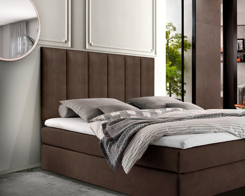 Mesa Cabeceira De Quarto Cama Casal 140x55 Mdf Tecido Suede Cor Marrom