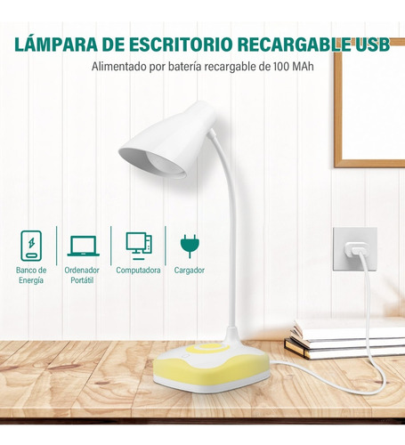 Imagen 6 de 8 de Lámparas De Mesa Led Lámpara Escritorio Táctil Usb Lectura