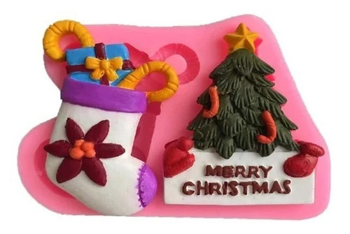 Molde Silicona Arbol Navideño Bota Santa Fondant Porcelana 