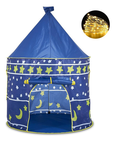 Carpa para niños ANLKE NBU01 color Azulcon forma de castillo