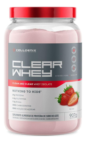 Whey Protein Isolado Clear Whey 900g - Cellgenix Sabor Morango