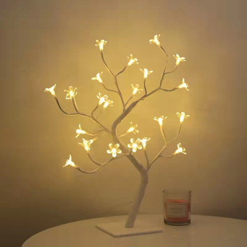 Luz De Noche De Rosa Con Luz De Árbol De Flor De Cerezo Led