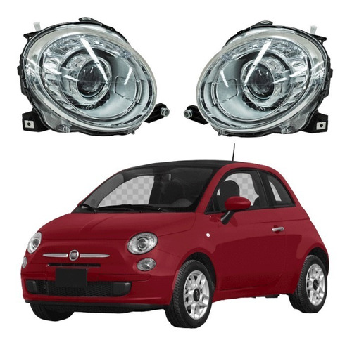 Par Faros Fiat 500 2009- 2015 Sup Con Lupa Derecho=izquierdo