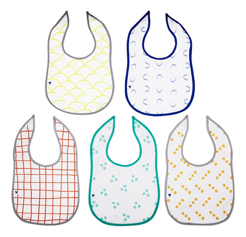 Bami Set De 5 Baberos Pecheros Impermeables Bandana Toalla