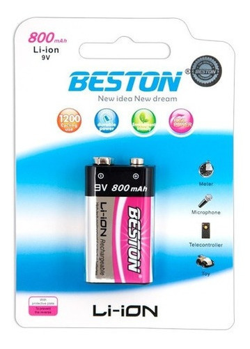 Bateria Pila Recargable 9v Voltios Beston 800mah Cuadrada