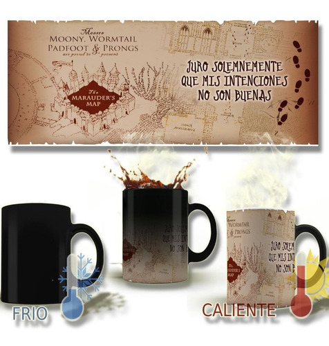 Taza Magica Harry Potter Mapa Merodeador Juro Solemnemente