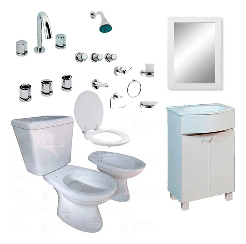 Combo Baño Completo Griferias Inodoro Vanitory C66 P