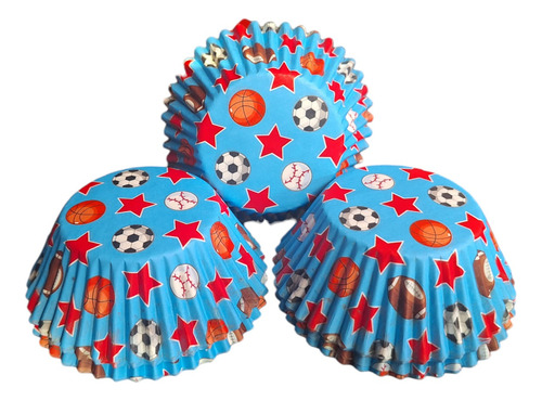 * Capacillos Azules Balones Deportes Papá Cupcake Fondant