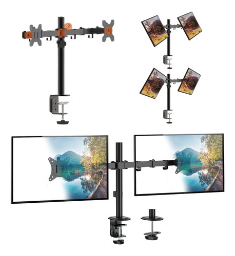Suporte 2 Telas De Mesa Resistente Para Monitor De 14 A 27 Cor Preto
