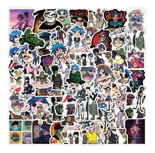 Imagen 3 de 3 de Gorillaz - Set De 50 Stickers / Calcomanias / Pegatinas