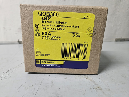Qob380 Interruptor Termomagnetico 3p 80a Atornillable Square