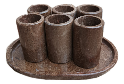 Juego De Vasos Tequileros De Mármol 6 Vasos Más Charola 