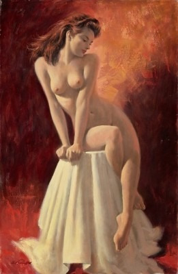 Mujer Posando Desnuda - Arthur Sarnoff - Lámina 45x30 Cm.