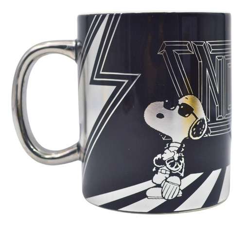 Taza Tarro 520 Ml Porcelana Metálica Snoopy Peanuts Licencia Negro_metalico Snoopy Met