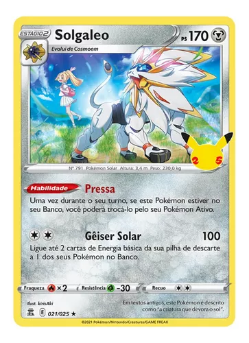 Carta Pokémon Lendário Solgaleo Celebrações