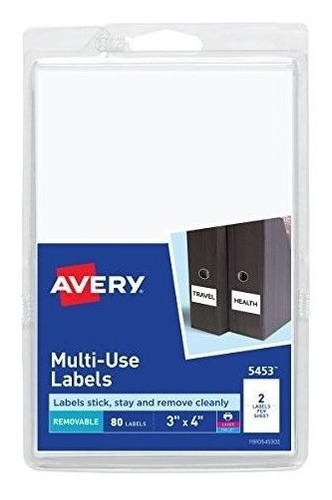 Avery - Etiquetas Autoadhesivas Extraibles 3 X 4 Pulgadas Bl