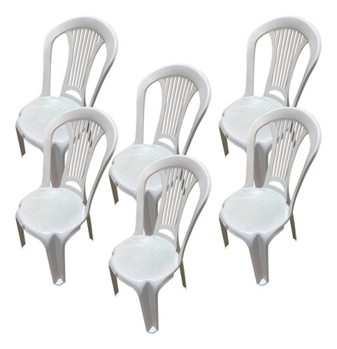 Silla Plástica Bistro Blanca Pvc X6 Unidades Mas Envío! 