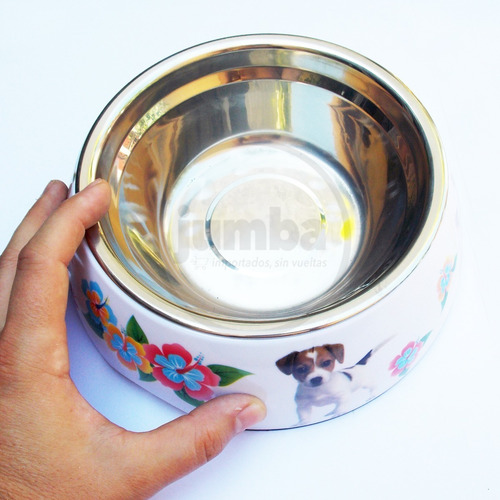 Imagen 9 de 9 de Comedero Perro Gato Glam Melamina Antideslizante Acero Inox