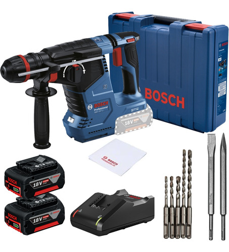 Martelete Combinado Bateria 18v 4ah Bosch Gbh 187 Kit Brocas