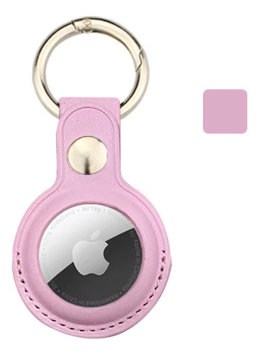 Capa De Couro Genuíno Para Air Tag - Chaveiro Rosa