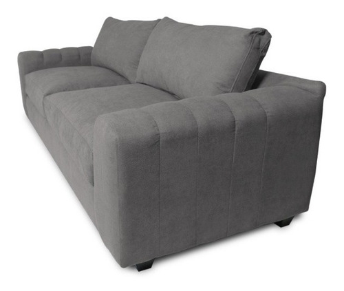 Sofá Briana 2 Cuerpos Chenille Tipo Lino Gris