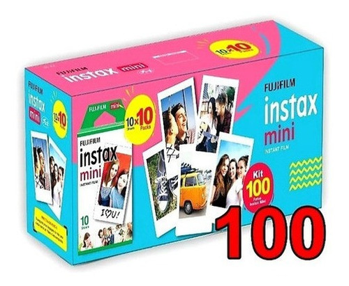 Papel Filme Para Instax Mini 7, 8, 9, 11 100 Fotos 5,4 X 8,6