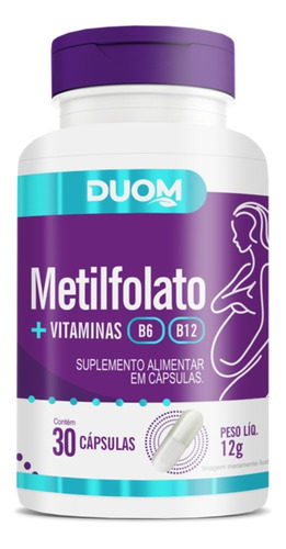 Metilfolato Com Vitaminas B6 E B12 Com 30 Cápsulas - Duom