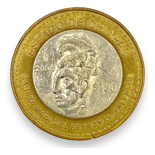 Moneda Bimetalica 100 Pesos Estado Chiapas Fase 2 Año 2006 (Usado)