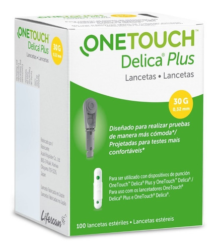 Caixa Delica Lancets One Touch com 100 lancetas