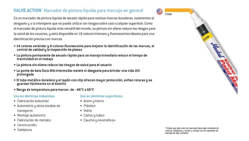 Marcador Fibra Fluor Pintura Fibron Markal Valve Action