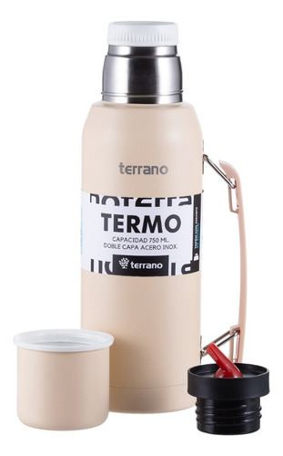 Termo 1 Litro Manija Tapon Cebador De ! 1 Año Color Taupe