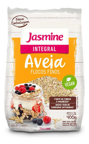 Aveia Em Flocos Finos Integral Vegan 400g Jasmine