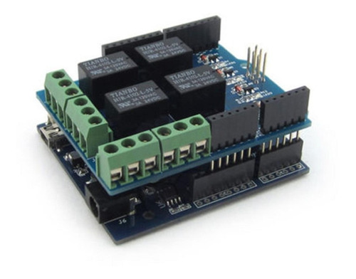 Shield 4 Relevadores Relay Mega Uno Compatible Con Arduino
