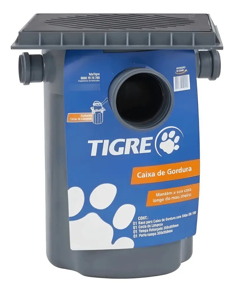 Caixa De Gordura DN100 C/ Tampa E Cesta Tigre cor Cinza